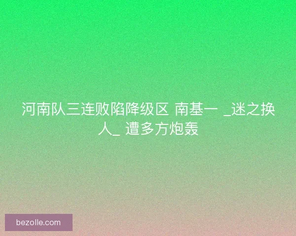 河南队三连败陷降级区 南基一 _迷之换人_ 遭多方炮轰